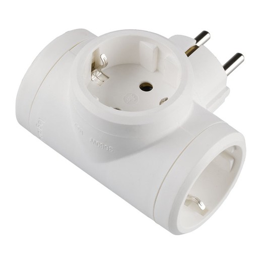 Adaptador 3x2p+T 16a Lat.Blanco