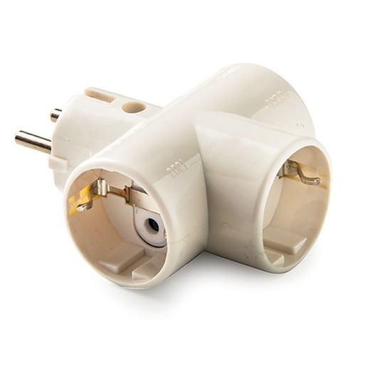 Adaptador Triple Tt Ceramica 16A 250V