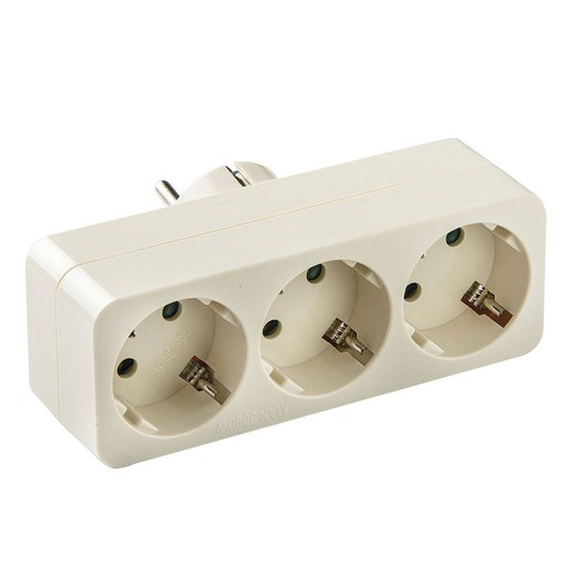 Adaptador Triple Tt Frontal 10a-250v Duo