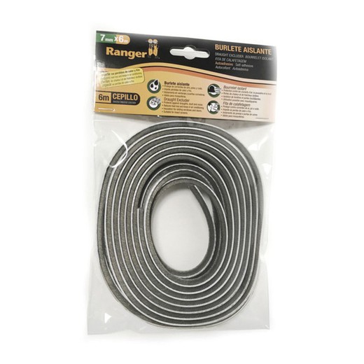 Burlete Cepillo Corredera Auto Adhesivo 7mmx6m Gris