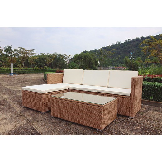 Conjunto Exterior De Sofas + Mesa Modelo Lanzarote III De Ratán Sintetico