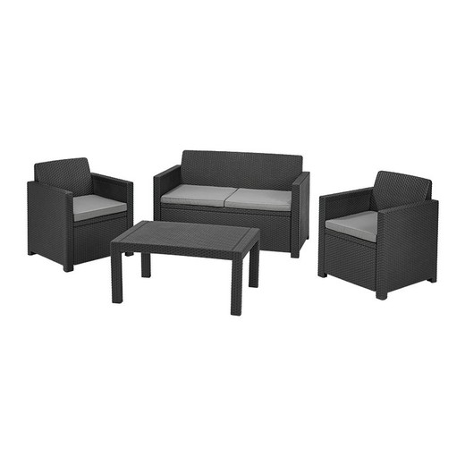 Conjunto Merano 2 Silla + Sofá + Mesa Antracita