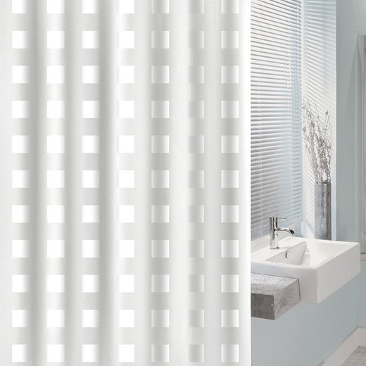 Cortina Baño Pvc 180x200cm.Cuadro Bco.