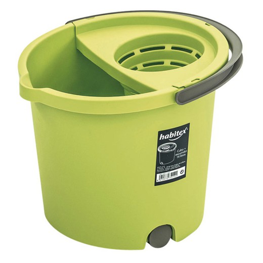 Cubo Redondo Con Escurridor 14l Verde Habitex