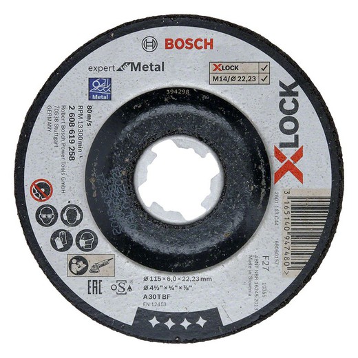 Disco Desbaste Metal Bosch X-Lock Expert