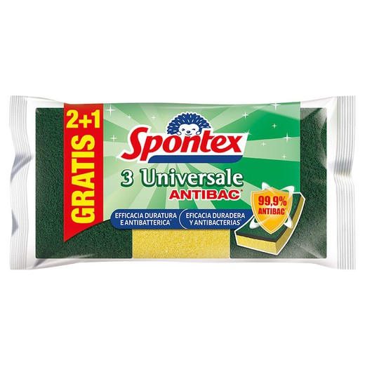 Estropajo Salvauñas Universal 3 Unidades Spontex