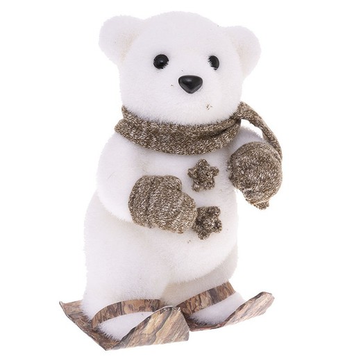 Figura Oso Decorativo Con Esquis 23cm