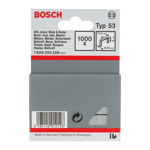 Grapas Bosch Alambre Fino Tipo 53