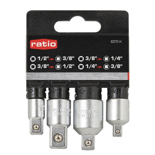 Jgo.4 Adaptadores 1/4"+3/8"+1/2"