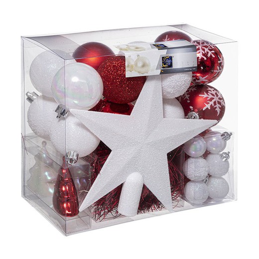 Kit Decoracion Navidad 44 Piezas  Rojo/Bco