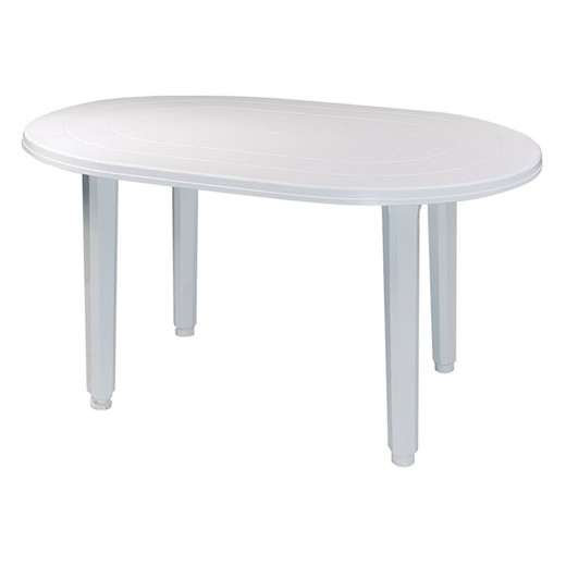 Mesa De Resina Oval 130 X 90cm. Color Blanco