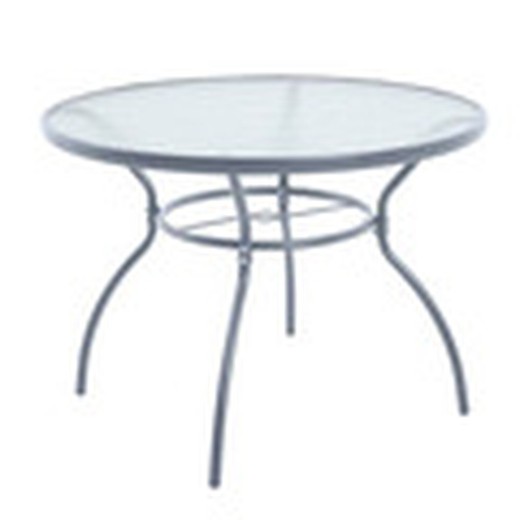 Mesa Metal/Cristal Redonda 85 Cm.