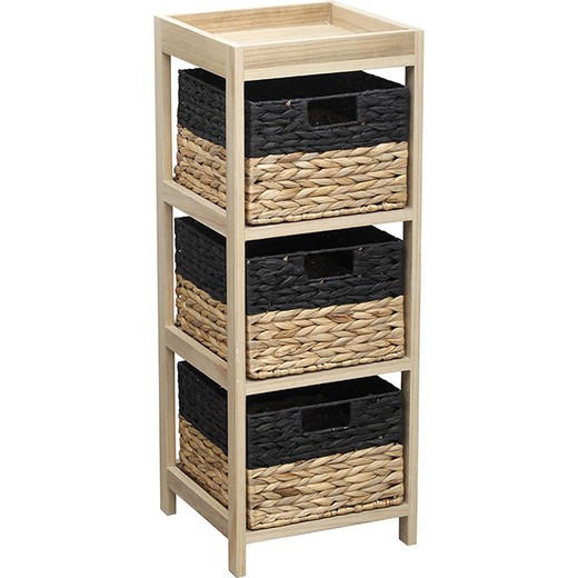 Mueble Aux.3 Cestas Negro/Natural 30x30