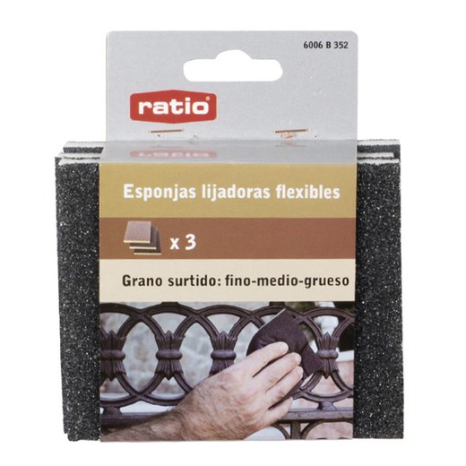 Pack 3 Esponj. Abrasivas Flexibles Ratio