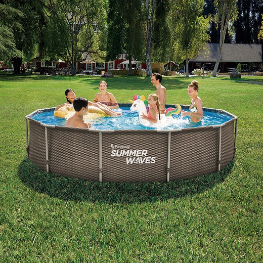 Piscina Tub.Ø305x76 Cm+Depur.Imit.Rattan