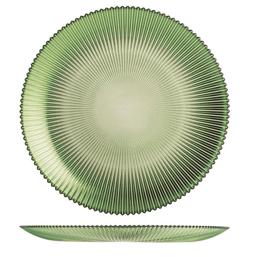 Plato Hondo Vidrio Groove Verde 22Cm.