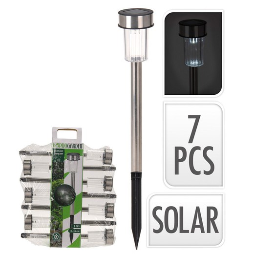 Set 7 Estaca Solar Acero Inox. 36,5cm