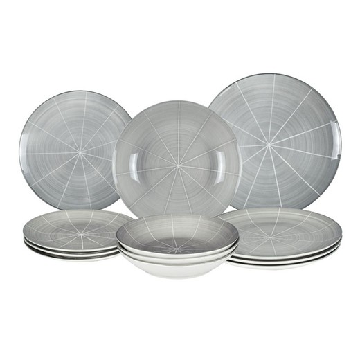 Vajilla Porcelana Cark Home Grey 12 Piezas