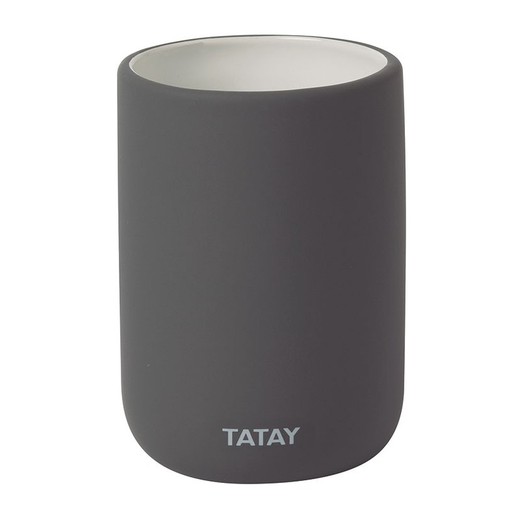 Vaso Baño Portacepillos Modelo Soft Color Gris Antracita Tatay