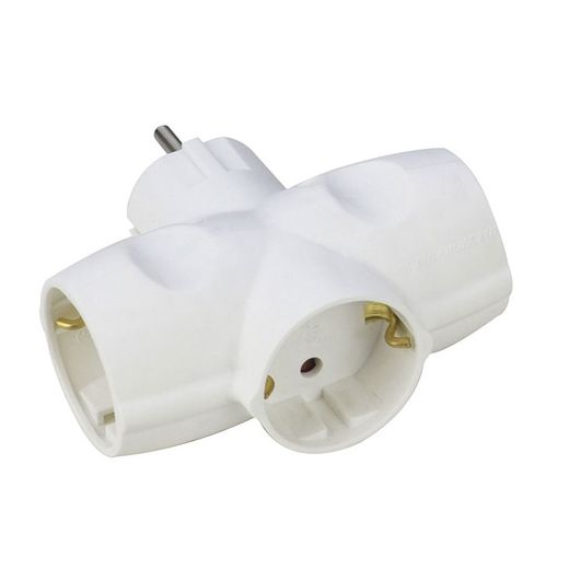 Adaptador Tripl.Schuko Bl 16A 250V