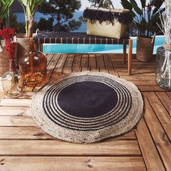 Alfombra Yute-Negro Diametro 90 Cm.