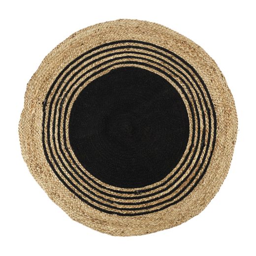 Alfombra Yute-Negro Diametro 90 Cm.