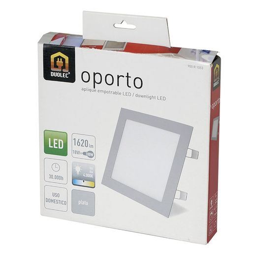Aplique Cuadra.Empotr.Oporto Led 18w Plt