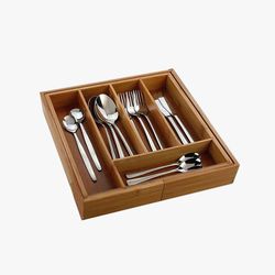 Bandeja Organizador Cajón Cubiertos Bambu 34x28-40cm