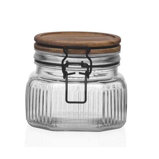 Bote Con Tapa 600Ml.Acacia 11,3X12,1X9,8