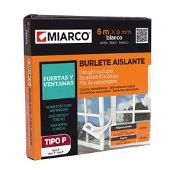 Burlete Caucho Tipo P 9mmx6m Blanco