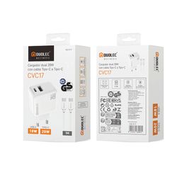 Carg. Dual Usb-C.Cabl. Duolec 20W Blanco