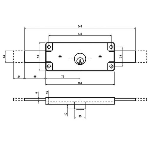 Cerradura Sobreponer Cilindro 11a 154x60mm Ilargi