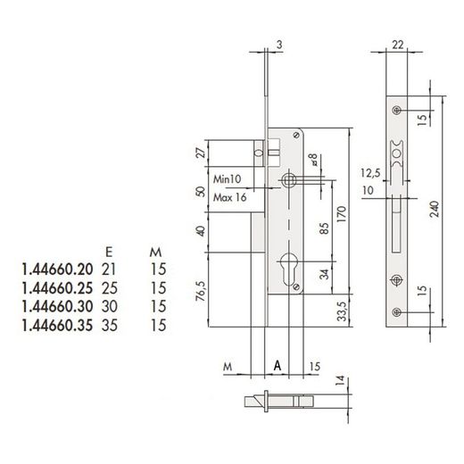 Cerradura Emb. C.Metalica M.44661.35 Mm Cisa