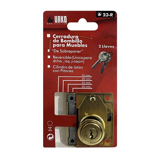 Cerradura 23r De 35mm Cilindro Largo Latónada