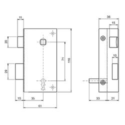 Cerradura Rustica 47 60mm Derecha