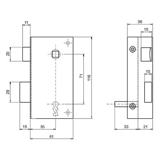 Cerradura Rustica 47 60mm Derecha