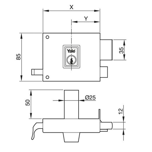 Cerradura Sobreponer 125/100 Hierro Pintado Izquierda Yale 100mm