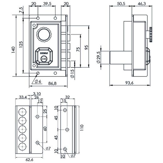 Cerradura Sobreponer Modelo C91. Mano Derecha. Marca Dorcas