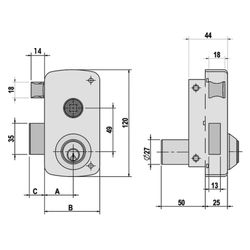 Cerradura Sobreponer5056b 70mm/D Lince