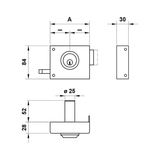 Cerradura Sobreponer Modelo 12. 120mm Mano Derecha Jis