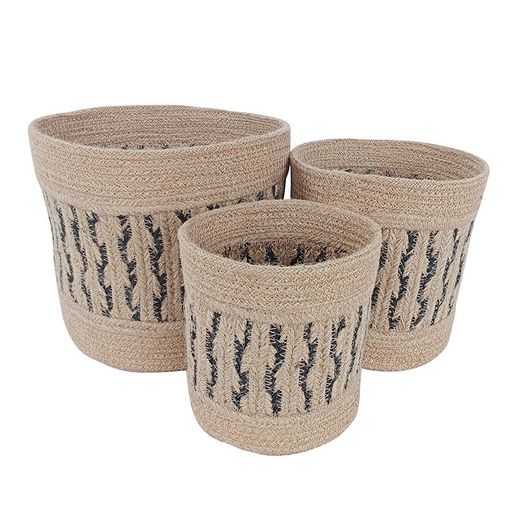Cesta Cilindrica Yute Bicolor 3 Unidades