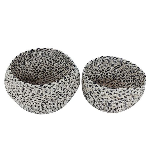 Cesta Concava Yute Natural/Negro. 2 Un.