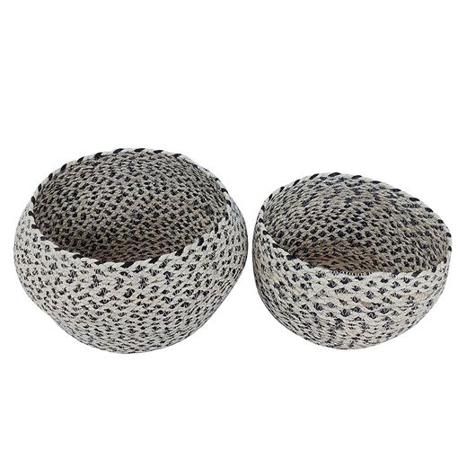 Cesta Concava Yute Natural/Negro. 2 Un.