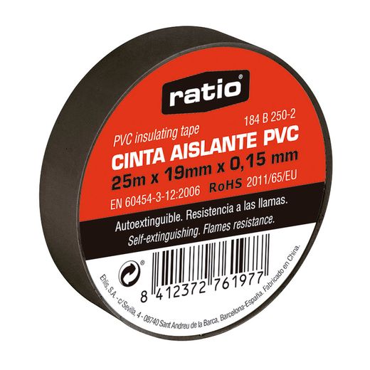 Cinta Aislante 50x25m Negra 0,15mm