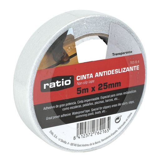 Cinta Antidesliz. 25mmx5m. Transparente Ratio