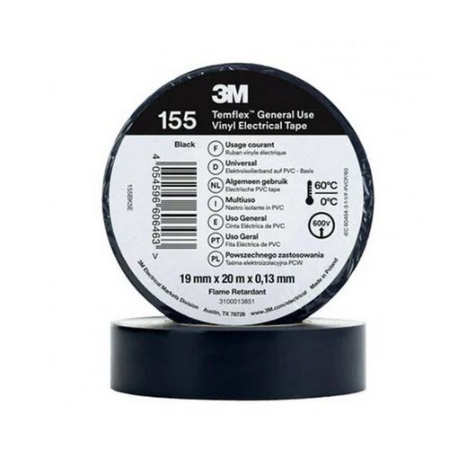 Cinta Pvc Temflex 3M 19Mmx20M.Negro