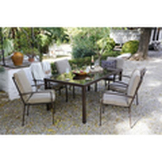 Mesa Acero Marron Sobre Cristal