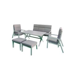 Conjunto Modelo Filipinas de Aluminio. Sofa+2 Sill+2Pufs+Mesa Alta.