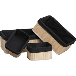 Conjunto 4 Cestas Bambu / Negro