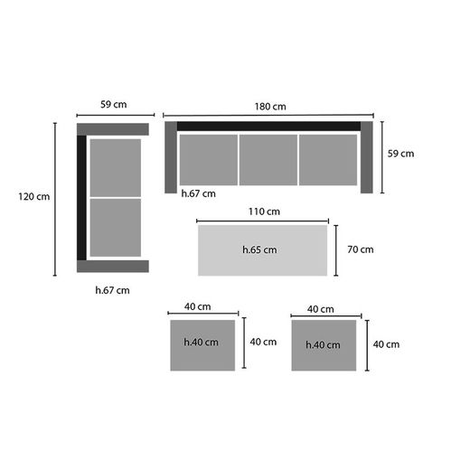 Conjunto Aluminio Rinconero+Mesa Alta Modelo Corcega.